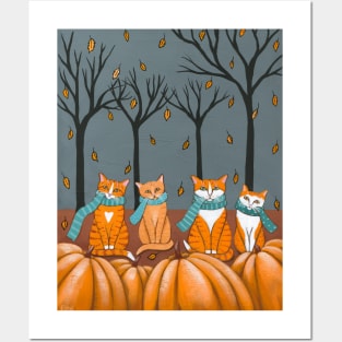 Ginger Autumn Kitties Posters and Art